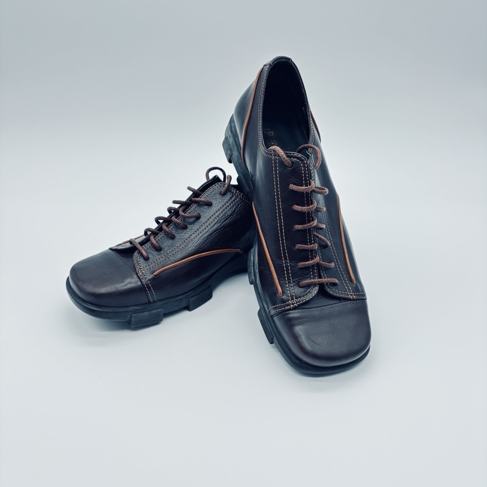 Donald J Pliner Arlo Brown Leather Square Toe Fashion Sneakers   Men's 8.5M